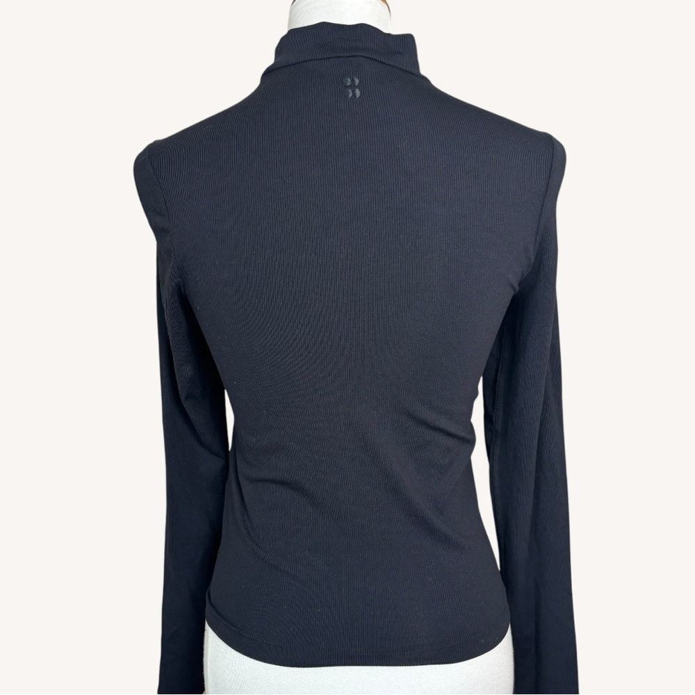 Sweaty Betty Emily Cutaway Ribbed Black Long Sleeve Top Small - Picture 7 of 10